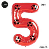 Yeknu  Soccer Birthday Party Decoration Multi Color Number 7 Balloon 32Inch 1 2 3 4 5 6 7 8 9 Digit Football Balloon Large Figure Golob
