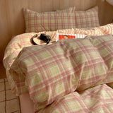 Yeknu  Nordic sling Cotton Pink Stripes Duvet Cover 150x200 Size Girl's Room housse Skin friendly Breathable Comforter Sets