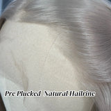 Yeknu  Silver Blonde Body Wave Synthetic Wig Middle Part Long Curly Wavy Loose Deep Wave Light Platinum Grey Lace Front Wigs for Women