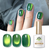 Yeknu  10ml Green Endless Summer Cat Magnetic Gel Nail Polish  Glass Bead Shadowstar Bamboo Soak Off UV Nail Art Varnish