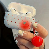 Yeknu  Wave Point Smudging Strawberry Suitable For Airpods4 Headphone Protective Case Wireless Bluetooth Headphone Case Airpodpro2