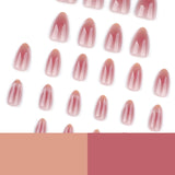 Yeknu  24Pcs Press On Nails Pink Cat Eye Gradient Almond Fake Nails Nude Glitter False Nails Reusable Manicure Set for Women&Girl