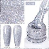 Yeknu  10ml Gold Glitter Gel Nail Polish Crystal Semi Permanent Soak Off UV Gel Varnish Nail Art Manicure Base Top Coat