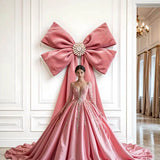 Yeknu  Photography Background Elegant Giant Pink Bow Aldult Birthday Wedding Maternity Portrait Decor Backdrop Photo Studio