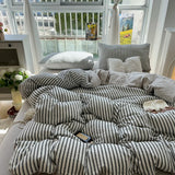 Yeknu  Korean INS Cream Style Bedding Set Solid Color Soft Bed Flat Sheet Pillowcase Adult Single Twin Full Queen Size Duvet Cover Sets