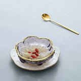 Yeknu  Ice powder bowl creative Japanese bird's nest dessert sugar water white fungus soup tray Phnom Penh cherry blossom glass bowl1Pc