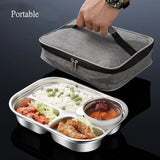 Yeknu  1200ml Portable Stainless Steel 304 Thermal Lunch Box With Insulation Bag Leak-Proof Bento Box Adult Student Food Container