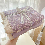 Yeknu Ins Princess Bedding Set Floral Duvet Cover Set Flat Sheets Set Single Twin Double Size Bed Linen Set Back To School Season