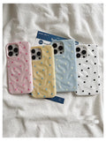 Yeknu Love Polka Dot Folds Texture Phone Cases For IPhone 15 16 Pro Max Case 13 14 Pro Soft Silicone Shockproof Fashionable Cover Case