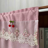 Yeknu  Pink Exquisite Short Curtain Adorned with Delicate Cherry Elegant Lace Edging Curtains for Charming Home Decor for Bedroom