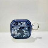 Yeknu  Fashion Phantom Shell Marble Texture Protective Cover Blue Border Earphone Case Protective Cover with Keychain