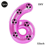 Yeknu  Soccer Birthday Party Decoration Multi Color Number 7 Balloon 32Inch 1 2 3 4 5 6 7 8 9 Digit Football Balloon Large Figure Golob