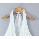 Yeknu  Jastie Sexy Simple Halter White Mini Dress Women Cotton Low Waist A-line Backless Dresses Party Robe Summer Vestidos