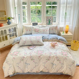Yeknu  Floral Printed Duvet Cover 1Piece- 100% Cotton Luxury Bedding, Pre-Washed for Softness, for Bedroom Decor - Zipper Closure