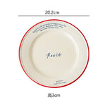 Yeknu Korean Retro French Letter Ceramic Disc Graffiti Dessert Breakfast Pasta Creative Kitchen Supplies Food Photography Plate