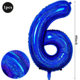 Yeknu  40Inch Navy Blue Number Balloons 0-9 Helium Balloon Laser Dark Blue Figure Golob Birthday Wedding Graduation Decoration Supplies