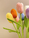 Yeknu  Tulip Artificial Flowers Handmade Crocheted Bouquet Eternal Flowers Birthday Gift for Girlfriend Living Room Decor Faux Fur F...