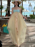 Yeknu  New Halter Neck Sequin Suspender Dresses Women Irregular Flowing Seaside Beach Holiday Dress Casual Summer Female Vestidos