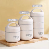 Yeknu  1590ml Large Capacity Stainless Steel 304 Lunch Box Leak-Proof Multilayer Thermal Bento Box Adult Student Soup Food Container