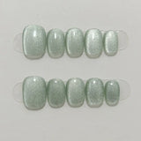 Yeknu 10Pcs Handmade Press on Nails Full Cover Cute Cat Eye Glitter Design Short Ballerina False Nails Wearable Manicure Nail Tips Art