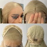 Yeknu  Ash Blonde Long Curly Lace Front Wig for Women Synthetic Middle Part 613 Honey Blonde Loose Deep Curly Flutty Hair Wigs Daily