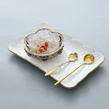 Yeknu  Ice powder bowl creative Japanese bird's nest dessert sugar water white fungus soup tray Phnom Penh cherry blossom glass bowl1Pc