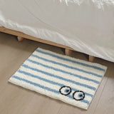 Yeknu  Funny Tufting Eyes Bedroom Rug Stripe Bathroom Mat Tidy Bedside Carpet Foot Pad Bathmat Doormat Aesthetic Home Room Decor