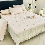 Yeknu  New Cartoon Jacquard Ice Doudou Soft Mat 3-piece Set Household Washable Machine Wash Bed Skirt Air Conditioning Soft Mat