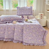 Yeknu  Towel Embroidery Washed Cotton Bedding Sets Ultra Soft Skin-Friendly Cotton Bed Sheet Set Cartoon Bedclothes for King Queen Size
