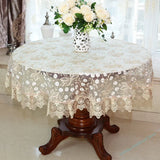 Yeknu  New Lace Tablecloth Pastoral round tablecloth Dining table cloths Home Embroidery table cover rose gold decoration house towel