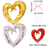 Yeknu  40 inch Large Heart Foil Balloon with Bow, Red Hook Heart Shape For Valentine's Day Wedding Engagement Bachelor's Party Decor