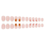 Yeknu  24pcs Christmas Short Almond Press on Nails French Gingerbread Cane Fake Nail for Women&Girl Removable Wearable False Nail Art