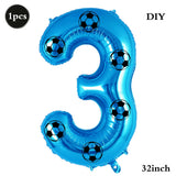 Yeknu  Soccer Birthday Party Decoration Multi Color Number 7 Balloon 32Inch 1 2 3 4 5 6 7 8 9 Digit Football Balloon Large Figure Golob