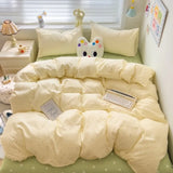 Yeknu 2025 new class A knitted cotton four-piece set, small fresh quilt cover, bed sheet floral dormitory three-piece set