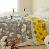 Yeknu  Bamboo fiber Puff blanket Jacquard bed plaid Stitch bed linen Antibacterial summer Blankets and bedspreads Home and decoration