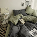 Yeknu  High Quality  Solid Color Double Washed Cotton Bedding 4 Pieces Set Student Dormitory Bed Linen Duvet Set Bed Suit
