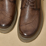 Yeknu - Military Boots male Cowhide Combat Boots Men Desert Boots Men High Quality Genuine Leather Autumn Winter British Retro Men Shoes