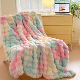 Yeknu Imitation Rabbit Hair Light Luxury Solid Color Fleece Blanket Thickened Warm Nordic Nap Casual Blanket Soft Shawl Blanket