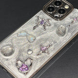 Yeknu  Luxury Plating 3D Butterfly Star Phone Case For iPhone 12 13 14 11 15 Pro Max X XR TPU Glitter Cover For iPhone 14Pro 13 Pro Max