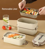 Yeknu  1500ml Portable Stainless Steel 316 Thermal Lunch Box With Insulation Bag Leak-Proof Bento Box Adult Student Food Container