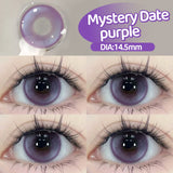 Yeknu  2PCS Myopia Beauty Colored  Contact Lenses Purple Halloween Makeup Lens Fashion Pupils Big Eye Lenses Natural Blue Lense
