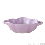 Yeknu  1pc Nordic Creative Ceramic Double Ear Lace Shape Bowl 650ML Household Cream Style Tableware Fruit Salad Soaked Noodle Soup Bowl