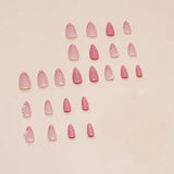 Yeknu  24Pcs Almond Cat-Eye Press-On Nails in Blush Pink Reusable&Wearable Elegant 3D Floral French Tips for Women&Girls’Daily Wear