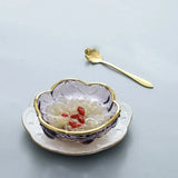 Yeknu  Ice powder bowl creative Japanese bird's nest dessert sugar water white fungus soup tray Phnom Penh cherry blossom glass bowl1Pc
