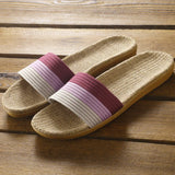 Yeknu  Summer Women Slippers Anti-Slip Home Slippers Lightweight Shoes Women Indoor Linen Slippers Soft Shoes