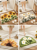 Yeknu  Thiened Anti-Slip Batoom Mat Kitchen Door Entrance Rug Water Absorbent Suower Design Home Decorative Floor Mat