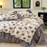 Yeknu  3Pcs French Romantic Lace Bedding Sets Queen Sizes Duvet Cover Set King Size Brushingprocess Skin Friendly Suitable For All Ages