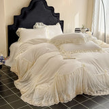 Yeknu  3 Piece Sheet Set  White Lace duvet cover Set ， comfortable breath fabric Bedding Set Bedspread for All Season