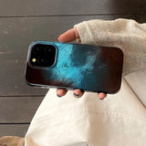Yeknu  Halo Staining Contrast Color Blue Phone Case For iPhone 16 Pro Max 15 Pro 14 13 12 ProMax 16Pro Soft Shockproof Back Cases Capa