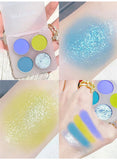 Yeknu  4-Color Eyeshadow Palette Cut Off Eye Makeup Purple Green Eye Shadow Glitter Pearly Colorful Eyeshadow Korean Eye Makeup Palette